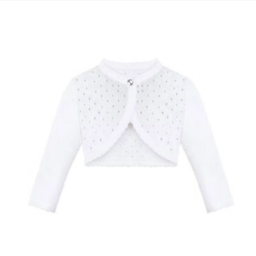 Lilax Baby Girls' Knit Long Sleeve One Button Closure Bolero Shrug 12m